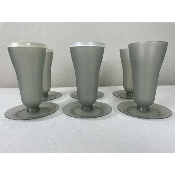 Tupperware Parfait Cups Smoky Grey Cups Bases Lids 754 296 Dessert Seals 6 - Picture 4 of 8